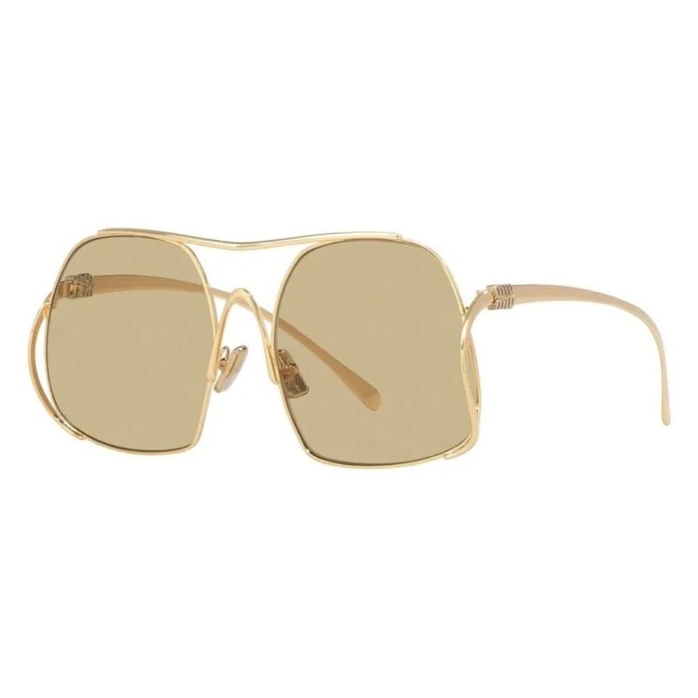 Miu Miu Gold Square Oversized Metal Sunglasses